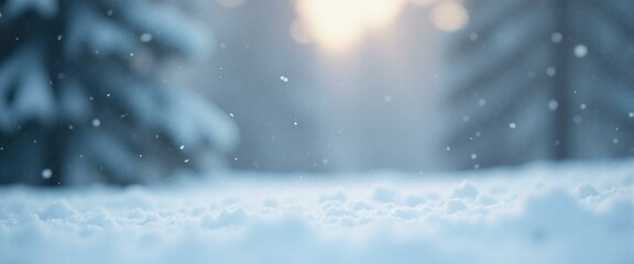 Winter Wonderland, Snow Falling on a Snowy Ground, Christmas and New Year Concept.