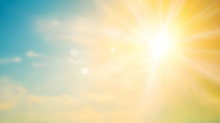 Obraz premium A soft gradient sunny background transitioning from bright yellow to pale blue, giving the feel of a warm, cloudless summer day