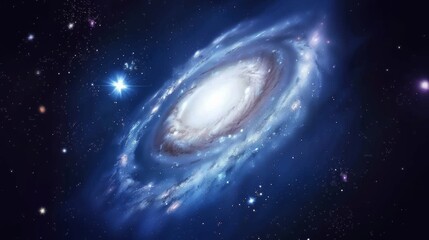 Obraz premium Massive Galactic View Featuring Swirling Stars and Cosmic Debris, Ideal Illustrations or Background Images for Science Fiction Works