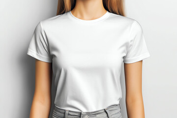 Obraz premium Plain White T-Shirt Mockup for Branding on Neutral Background