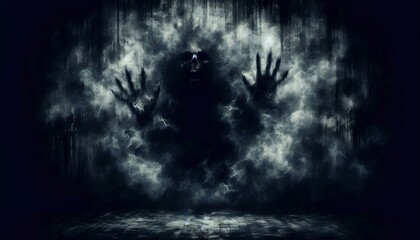 Haunting Skull in Smoky Abyss

