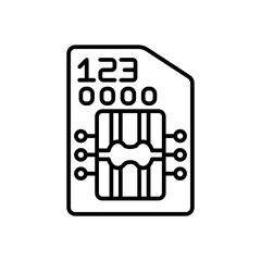 Sim Card Outline Icon, Vector illustration