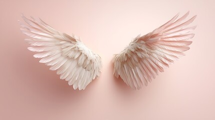 Elegant feathered wings against a soft pastel background a symbol of freedom and beauty in artistry and design