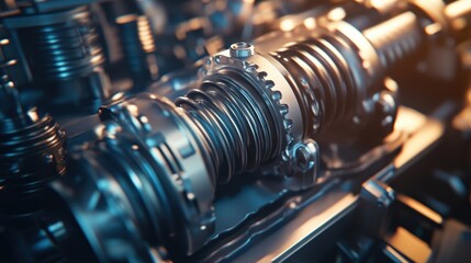 Naklejka premium Transmission parts production facility, utilizing cutting-edge technology to create high-performance car components.