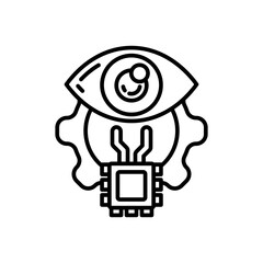 Nano Eye Chip Outline Icon, Vector illustration