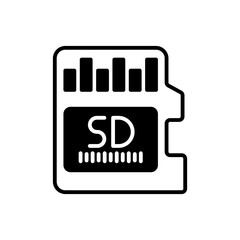 SD Card Glyph Icon, Vector illustration