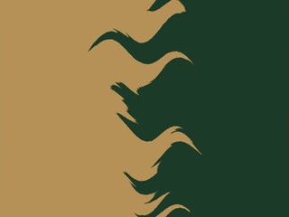 an abstract background with green brushstrokes on a tan and green background.