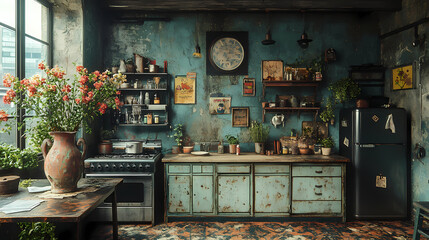 This is a scrapyard style living room, with industrial lighting, raw walls, rotten vases, steel table tops, minimalism, exposed wires, gross details, high resolution and ultra high definition.
