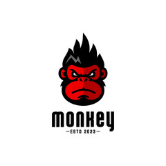vector angry monkey face, red monkey face