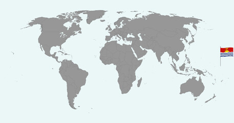 Fototapeta premium Pin map with Kiribati flag on world map. Vector illustration.