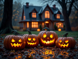 halloween background with pumpkins