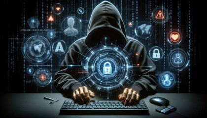 Obraz premium Cyber Hacker Using AI-Driven Tools: Exploring the Role of Artificial Intelligence in Digital Security Breaches, Cyber Threats, and Automated Hacking in Dark Web Environments