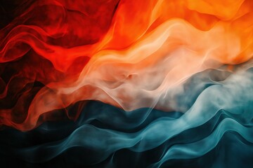 Obraz premium Dynamic abstract waves blend rich red and blue tones against a black background, creating a visually striking design perfect for creative projects.