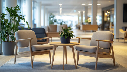Fototapeta premium Scandinavian Hotel Interior Simple and Elegant high detail