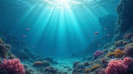 Coral blue water in the ocean underwater life scene oceanic view