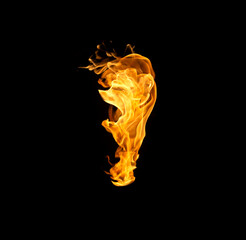 Fire flames collection isolated on black background