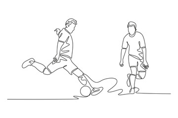 Futsal sports. Sports concept. Single line draw design vector graphic illustration.