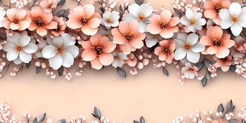 Fototapeta premium Elegant Cherry Blossom Seamless Pattern Design
