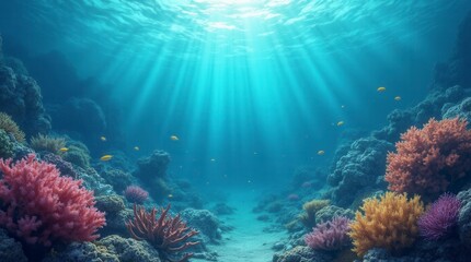 Obraz premium Coral blue water in the ocean underwater life scene oceanic view