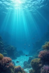 Coral blue water in the ocean underwater life scene oceanic view