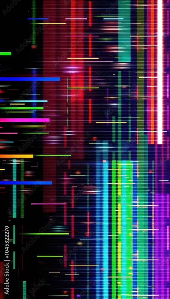 Poster abstract glitch lines with colorful distortion vibrant digital modern futuristic design bright neon 