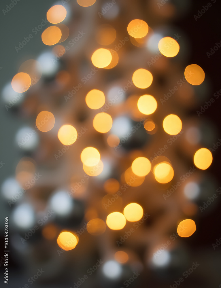 Aufkleber Silver and golden lights create an abstract Christmas bokeh effect with a subtle defocusing of colors.