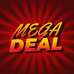Mega deal. Text effect in 3D look for promotional ads. Square size