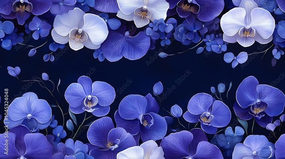 Poster intricate seamless design of cascading orchids
