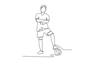 Futsal sports. Sports concept. Single line draw design vector graphic illustration.