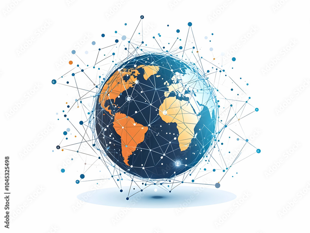 Poster flat vector graphic globe connected lines global networking modern vector illustration infographics 