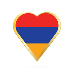 Flag of Armenia in the shape of Heart, symbol of Love Gold version.