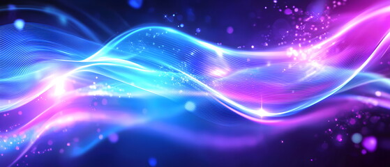 Obraz premium Abstract Neon Flow: A mesmerizing digital illustration of vibrant, glowing neon waves intertwining in a captivating dance of light and energy.