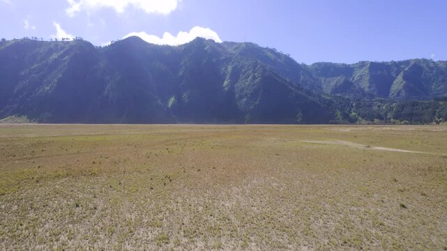 View of the Tengger Semeru National Park landscape, a very famous natural tourist area located in Probolinggo, East Java, Indonesia.