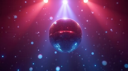 Disco ball with lights abstract colored background disco scene in the nightclub