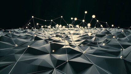 Abstract polygonal space low poly dark background with connecting dots and lines. Connection structure. 3d rendering