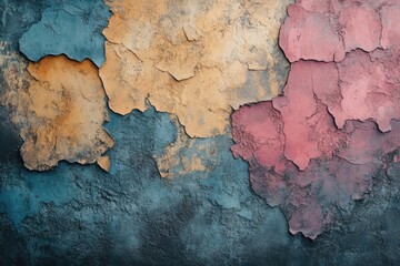 Obraz premium Peeling paint on a wall with a blue and pink paint