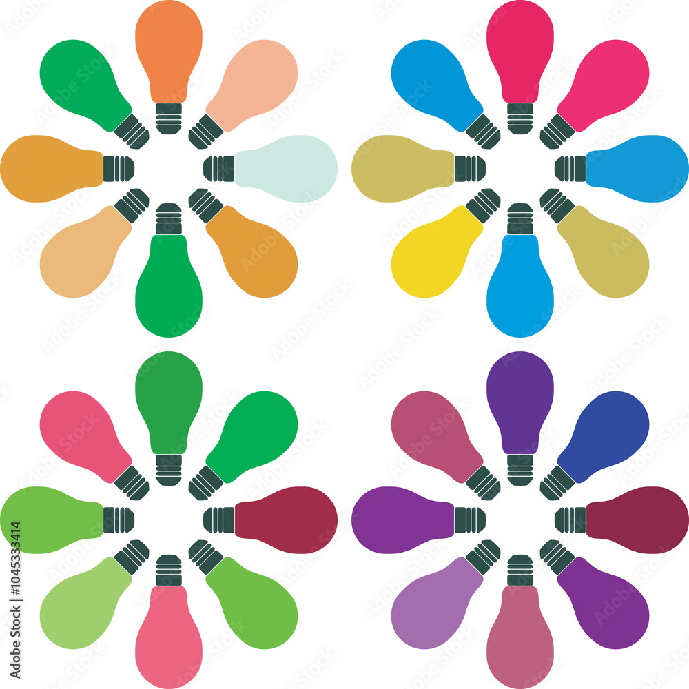 Poster colorful light bulbs arranged in a vibrant pattern creating an artistic display