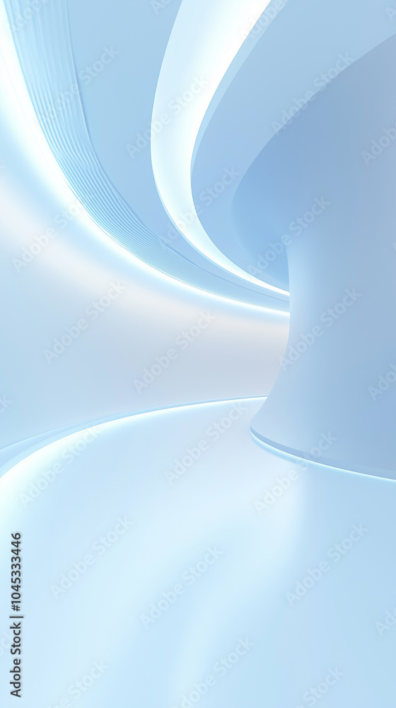 Aufkleber vertical abstract 3d background soft blue and smooth structural and architectural clean hall corrido