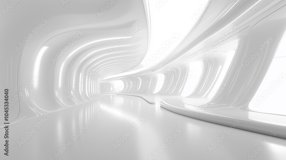 Aufkleber abstract 3d background white and smooth structural and architectural clean corridor for business tec