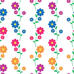 Colorful floral pattern featuring vibrant flowers against a white background