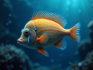 Close up of colorful tropical fish underwater life scene in the ocean