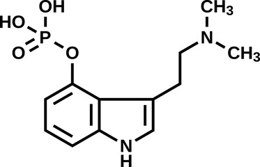 Psilocybin structural formula, vector illustration 
