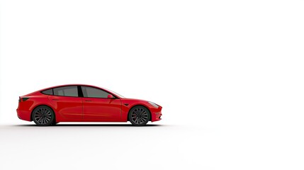 Obraz premium Sleek Red Electric Sedan