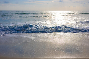 Tropical sea beach wave white sand sunny day