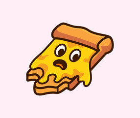  Slice of Pizza with Melted Cheese and Big Eyes, Perfect for Fun Food Illustrations and Whimsical Designs in Vector Format Adorable Cartoon
