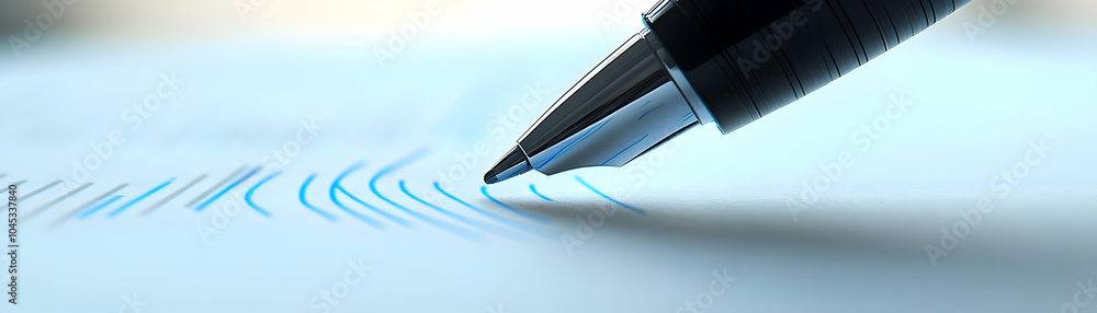 Poster macro shot futuristic smart pen signing digital document close up sleek hovering electronic signatur
