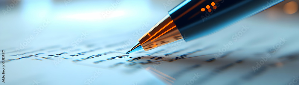 Poster futuristic smart pen macro shot signing digital document close up image of sleek smart pen hovering 