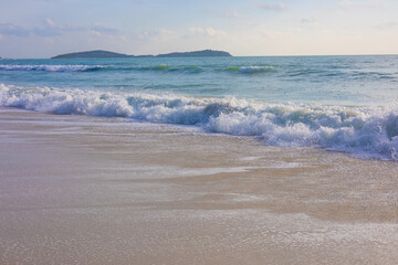 Tropical sea beach wave white sand sunny day
