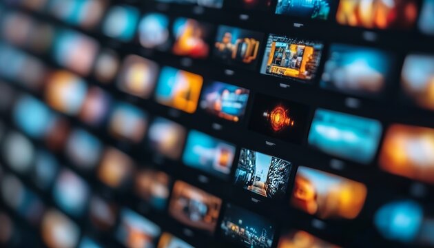 Digital Content Grid Diverse collection of images and videos showcased on a modern computer screen.