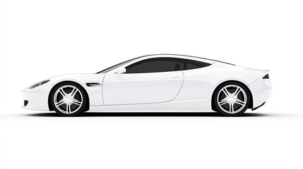 Fototapeta premium Sleek White Sports Car on White Background